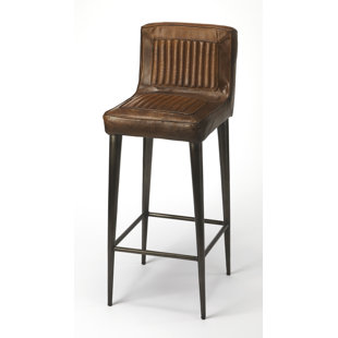 Western Leather Bar Stools Wayfair Adalwine Leather 32 Bar Stool