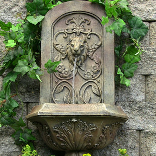 Large Outdoor Wall Fountains Wayfair Dungan Polystone Decorative Lion Outdoor Wall Fountain
