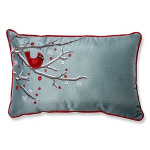 Holiday Cardinal on Snowy Branch Lumbar Pillow