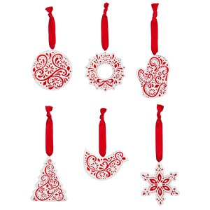 6 Piece Warmth of the Season Porcelain Shaped Ornament Set