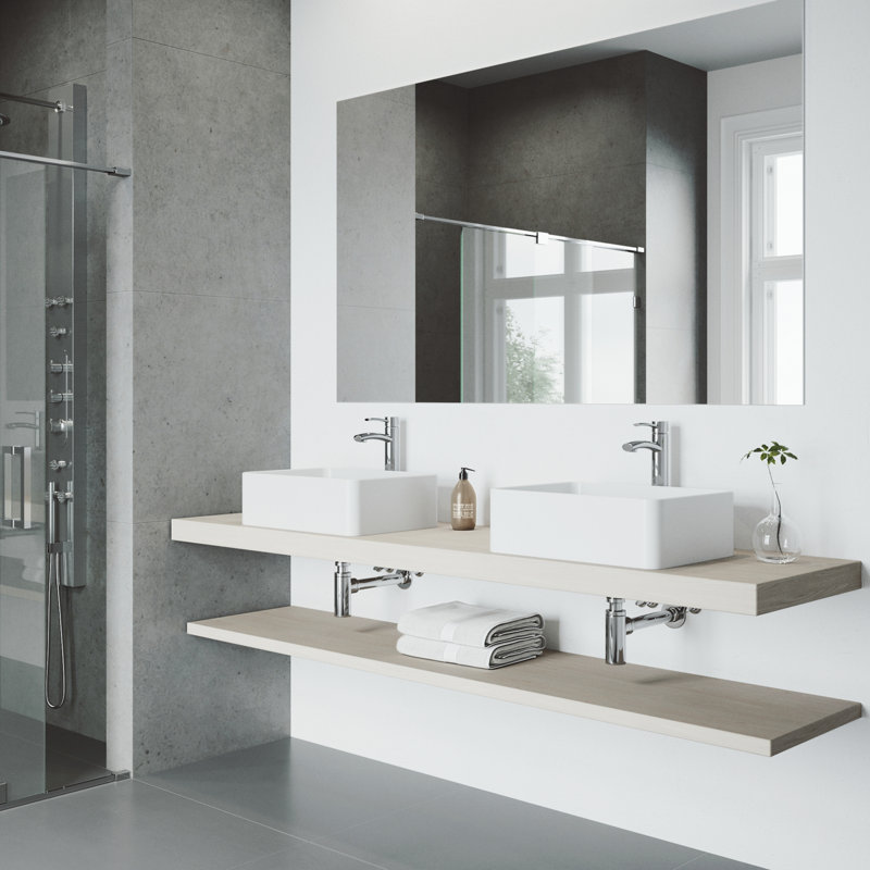 Vigo Matte Stone Rectangular Vessel Bathroom Sink With Faucet Vigo Matte Stone Rectangular Vessel Bathroom Sink With Faucet