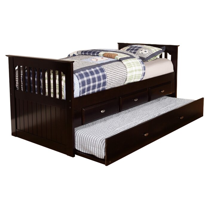 Discovery World Furniture Twin Rake Slat Bed with Trundle ...