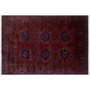 One-of-a-Kind Alban Tribal Hand-Knotted Rectangle Red Border Area Rug