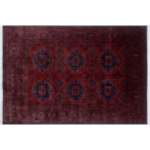 One-of-a-Kind Alban Tribal Hand-Knotted Rectangle Red Border Area Rug