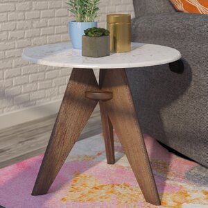 Seleucia Tall Marble and Wood End Table