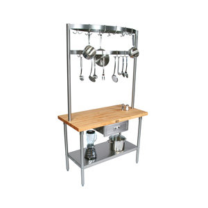 Cucina Americana Prep Table with Wood Top