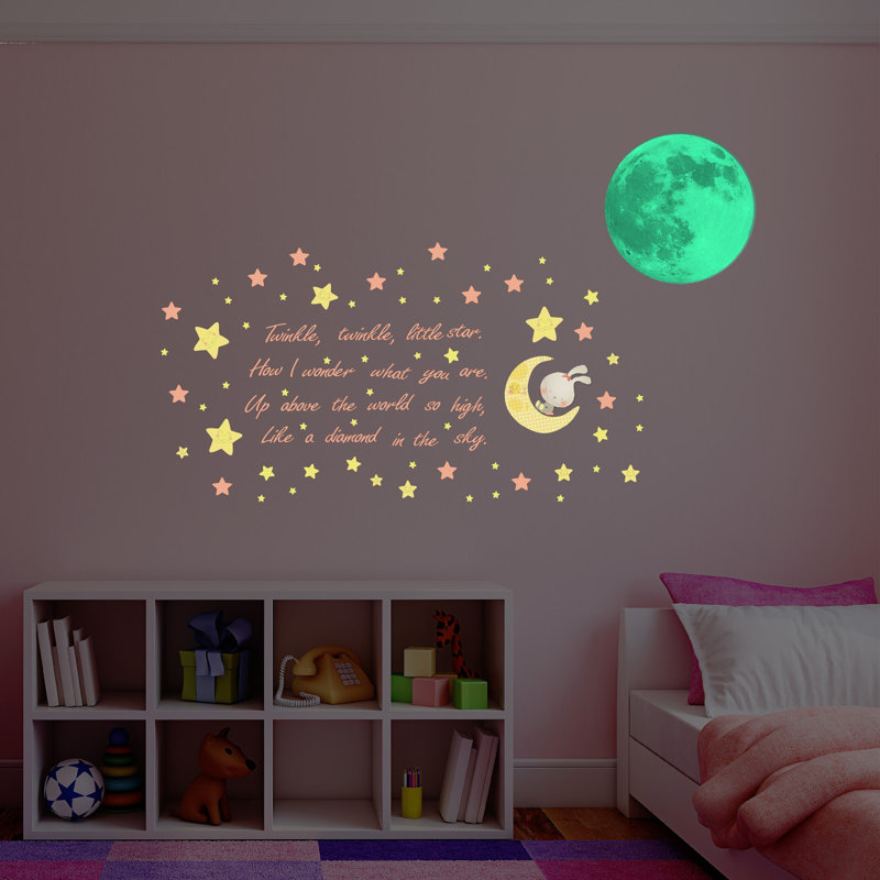 zoomie kids hillam glow in dark moon wall decal & reviews | wayfair.ca