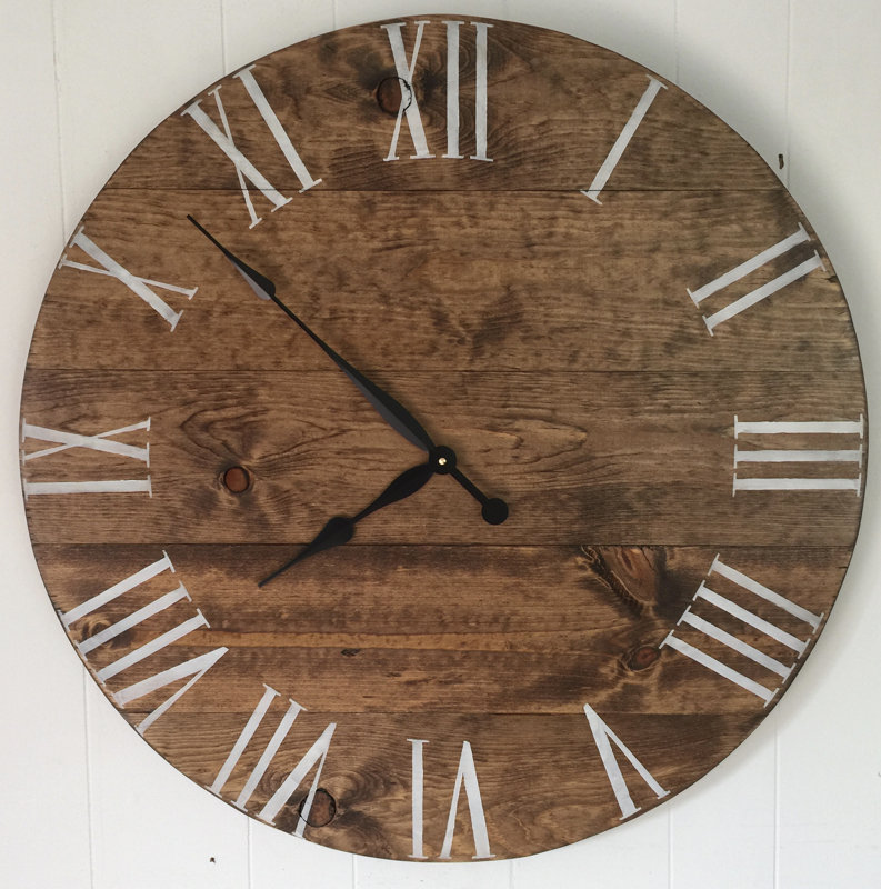 Foundry Select Oversized Ackermanville 30 Stained Wood Wall Clock Oversized Ackermanville 30 Stained Wood Wall Clock