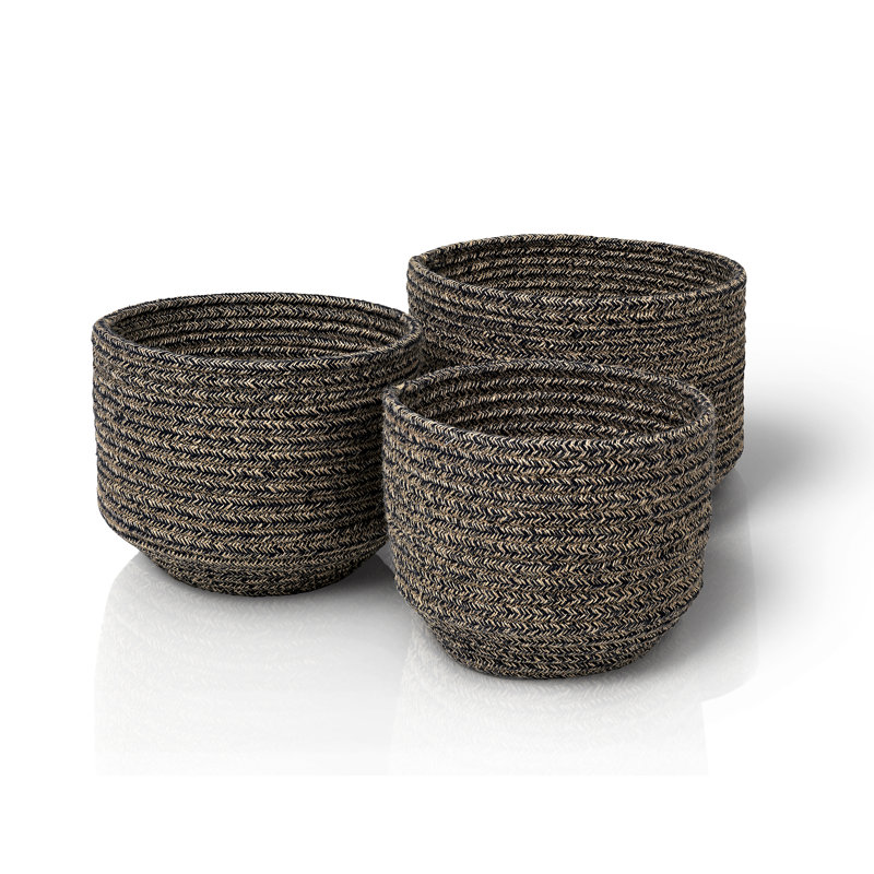 Round Woven Fabric 3 Piece Basket Set & Reviews AllModern
