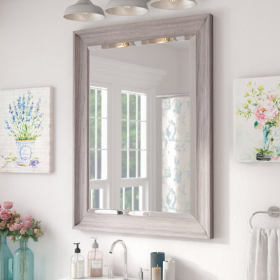 Lark Manor Bartouille Transitional Driftwood Beveled Bathroom Vanity Bartouille Transitional Driftwood Beveled Bathroom Vanity Wall Mirror