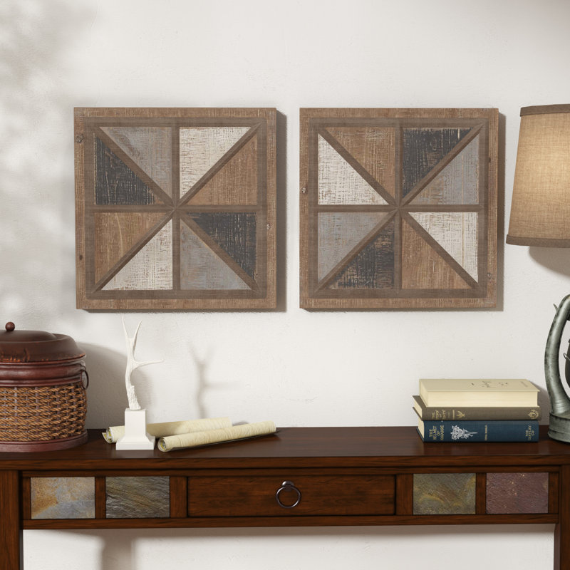 Loon Peak Rustic 'Square Geometric' 2 Piece Framed Graphic Art Print