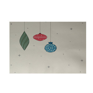 Light Bright Decorative Holiday Print Ivory Cream Indoor/Outdoor Area Rug