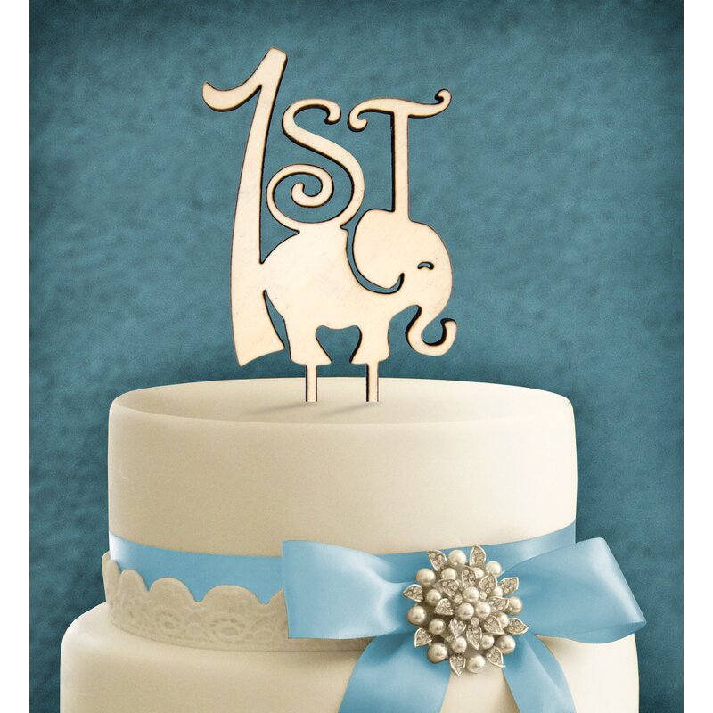 Amonogramartunlimited 1st Birthday Elephant Wooden Cake Topper Wayfair