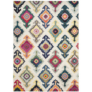Ikat Rugs Wayfair Co Uk Marylou Ivory Green Pink Rug