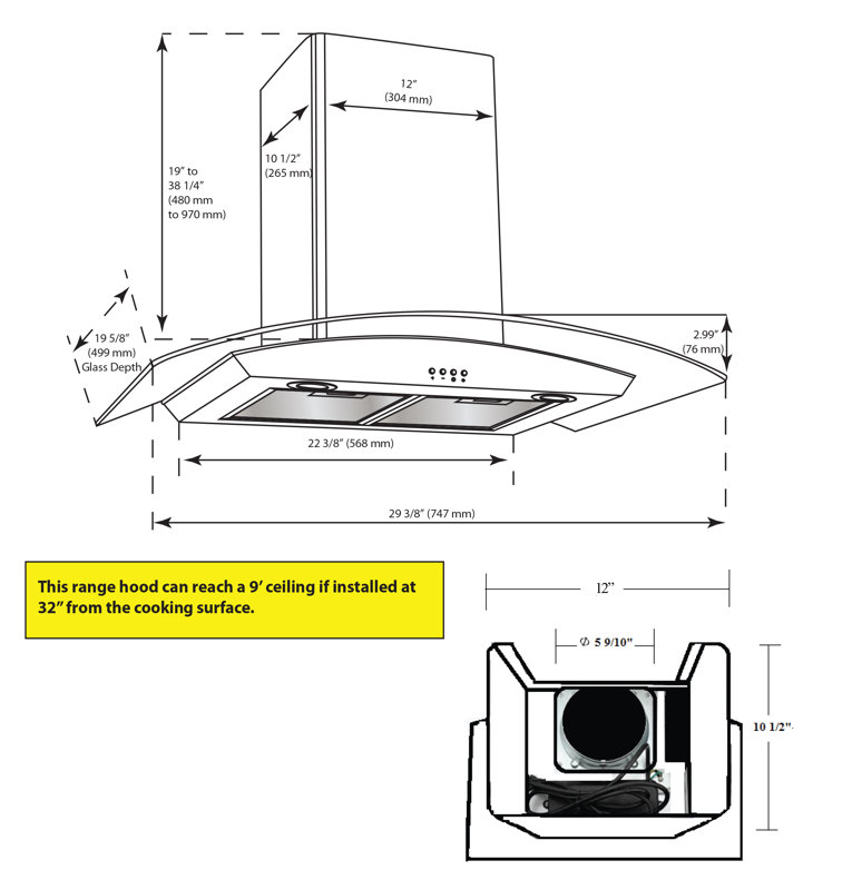 Ancona 30" Ancona Glass Canopy Series 400 CFM Convertible Wall Mount Range Hood & Reviews Wayfair