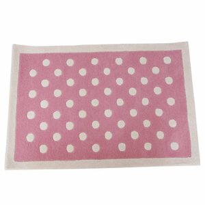 Polka Dot Hand-Tufted Pink/White Kids Rug