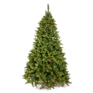 9.5' Green Cashmere Mixed Pine Artificial Christmas Tree 1150 Clear Dura Lights with Stand