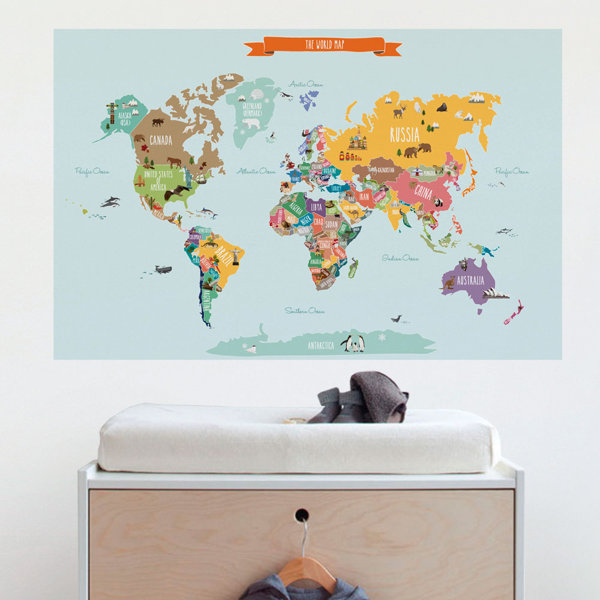 large world map wall decal | wayfair