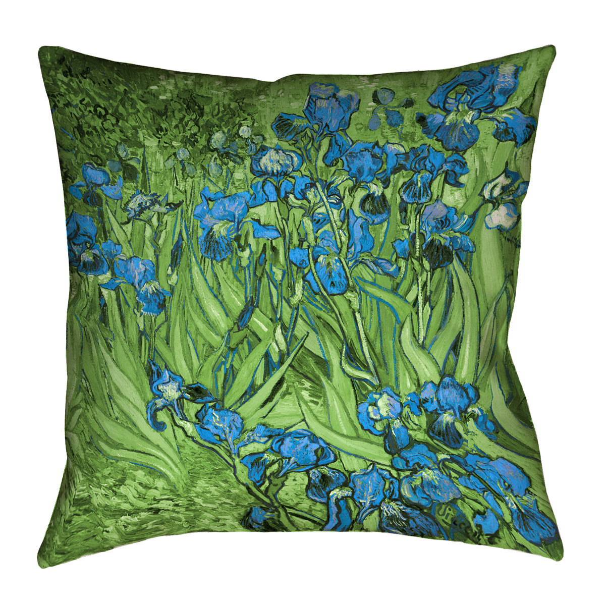 ArtVerse Vincent Van Gogh Irises in Green and Blue Outdoor Throw Pillow Wayfair.ca