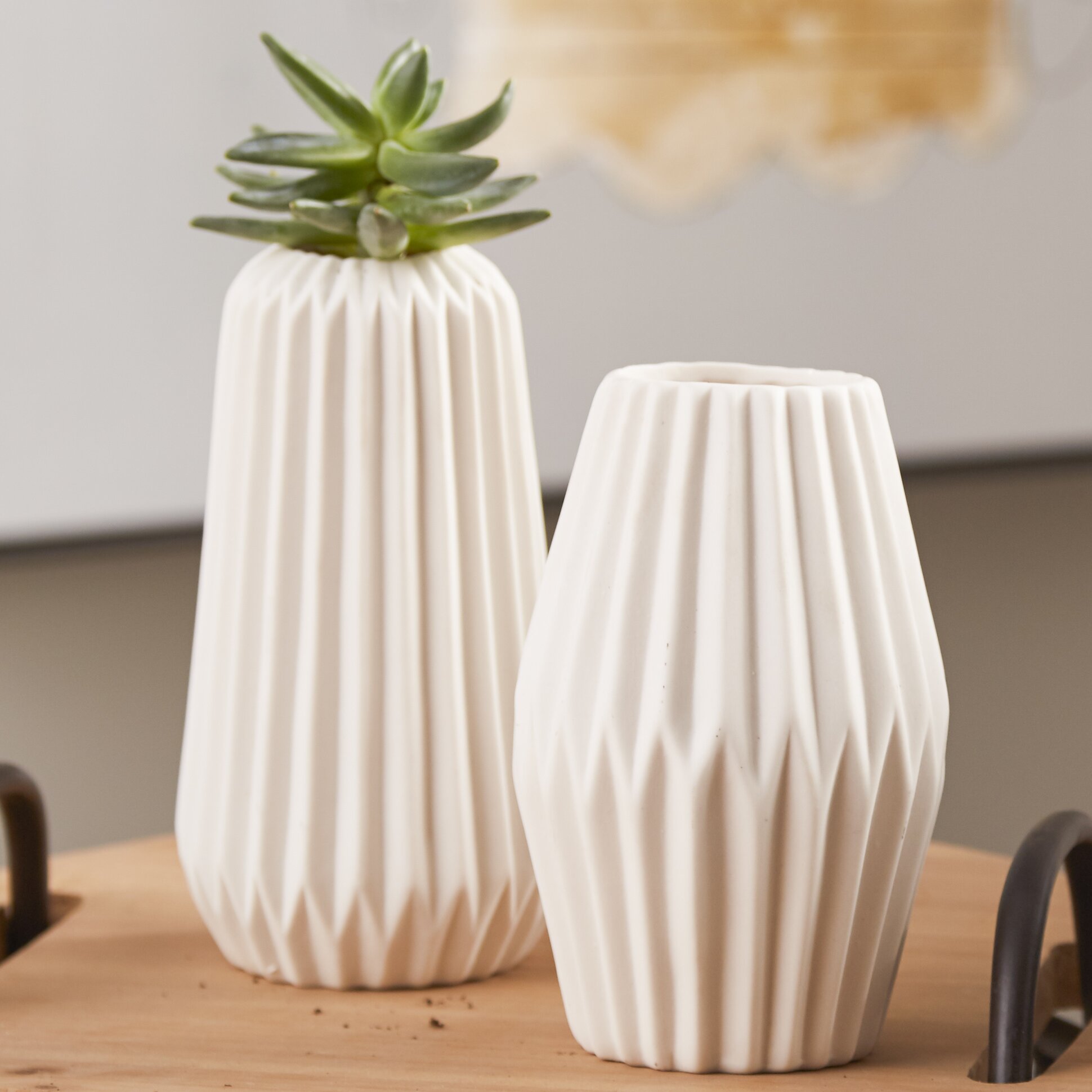 2 Piece Ceramic Fluted Vase Set & Reviews | AllModern