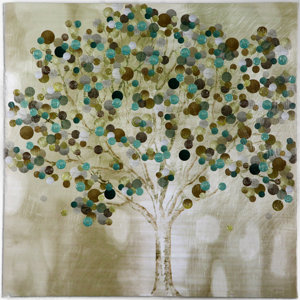 'A Teal Tree' Framed Painting Print on Wrapped Canvas