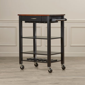Morgandale Kitchen Cart with Butcher Block Top b..