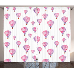 Hot Air Balloon Curtains Wayfair Alessandro Mauve Vintage Flying Hot Air Balloons Motif Nostalgic Goodbye Artful Print Graphic Text Semi Sheer Rod Pocket Curtain Panels Set