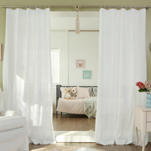 Geometric Semi-Sheer Tab top Curtain Panels (Set of 2)