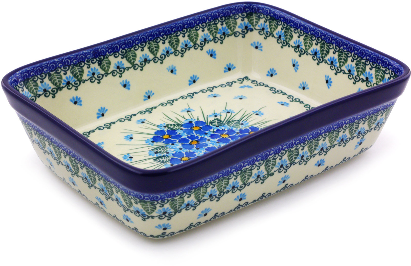 Polmedia Forget Me Not Rectangular Polish Pottery Baking Dish Wayfair