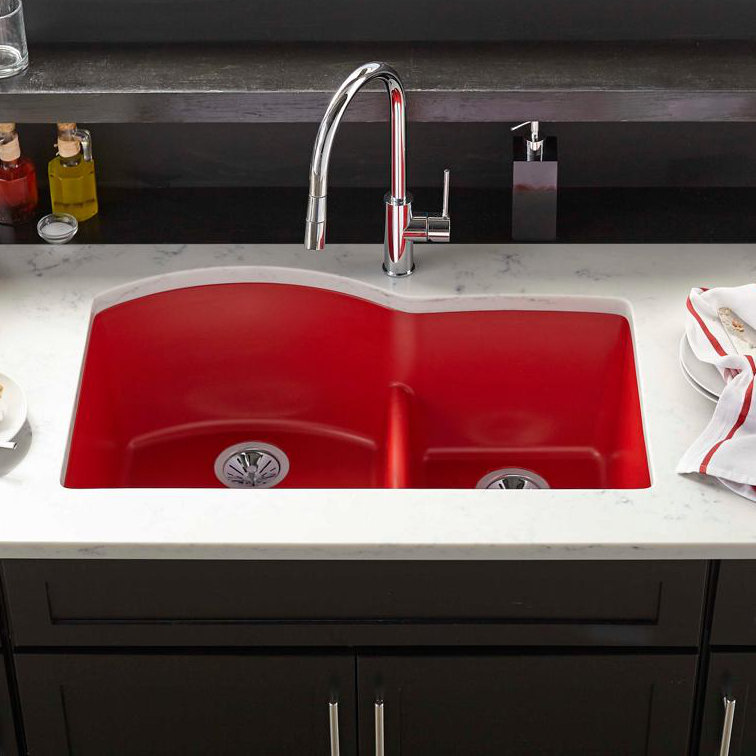 Elkay Quartz Luxe 33 L X 22 W Double Basin Undermount Kitchen Sink Elkay Quartz Luxe 33 L X 22 W Double Basin Undermount Kitchen Sink With Aqua Divide Reviews Wayfair