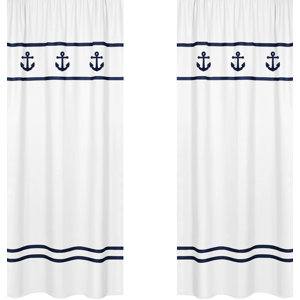 Anchors Away Nautical Semi-Sheer Rod pocket Curtain Panels (Set of 2)
