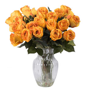 Rose Arrangement with 24 Roses in Glass Vase