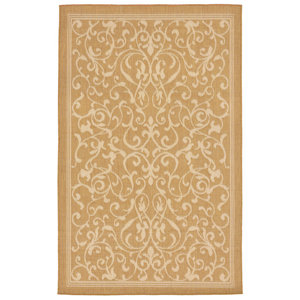 Brasstown Scroll Vine Almond/Camel Indoor/Outdoor Area Rug