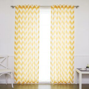 Slub Chevron Sheer Rod Pocket Curtain Panels (Set of 2)