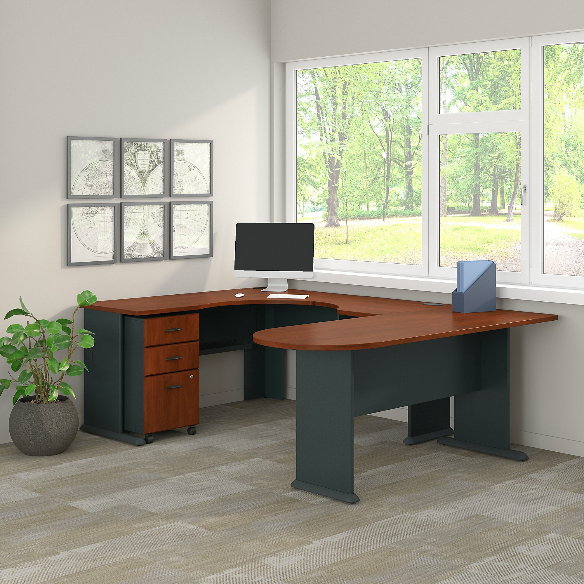 Bush Business Furniture Series A Corner U Shaped Desk With File