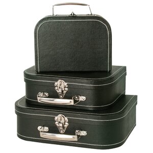 3 Piece Black Decorative Suitcase Set