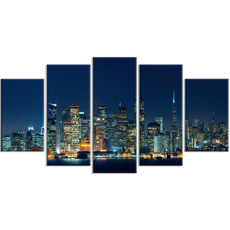 5 Piece Wall Art designart 'san francisco skyline at night' 5 piece wall art on 5 Piece Wall Art designart 'san francisco skyline at night' 5 piece wall art on