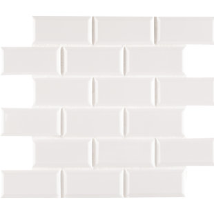 White Subway Tile On Mesh Wayfair Staggered Beveled 2 X 4 Porcelain Subway Tile In White