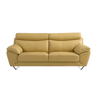 Er Yellow Leather Sofa Wayfair Save To Idea Board