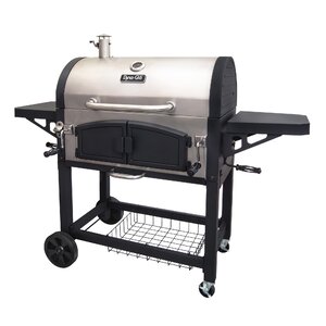 Dual Chamber Charcoal Grill with Side Shelves