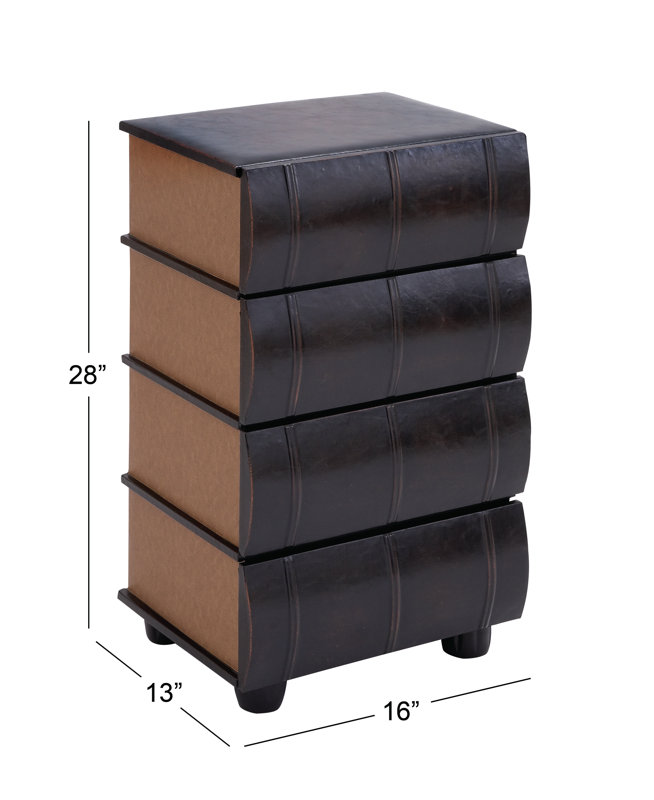 Cole & Grey Wood and Leather 4 Drawer End Table & Reviews Wayfair