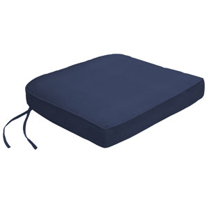 Double-Piped Outdoor Sunbrella Contour Dining Chair Cushion with Ties