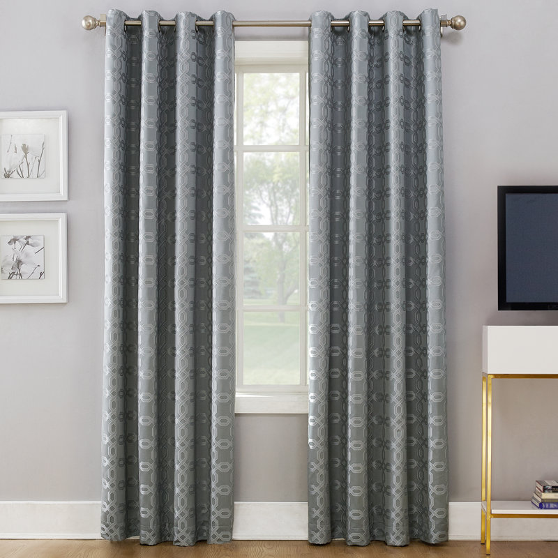 Rowes Woven Geometric Thermal Blackout Grommet Single Curtain Panel Rowes Woven Geometric Thermal Blackout Grommet Single Curtain Panel