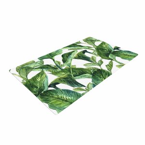 Banana Leaves Green/White Area Rug