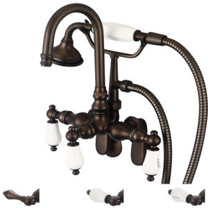 Stonington Adjustable Spread Wall Mount Tub Faucet With Gooseneck Spout, Swivel Wall Connector & Handheld Shower