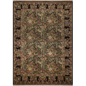 One-of-a-Kind Silvia Hand Knotted Wool Black/Green Area Rug