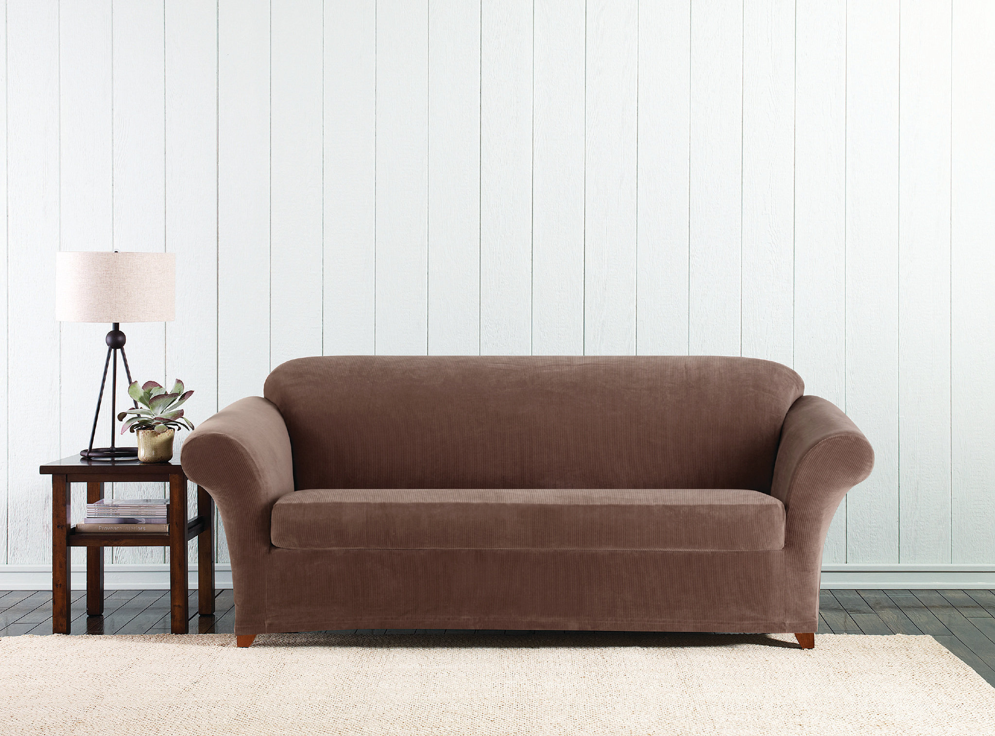 Stretch Corduroy Box Cushion Sofa Slipcover