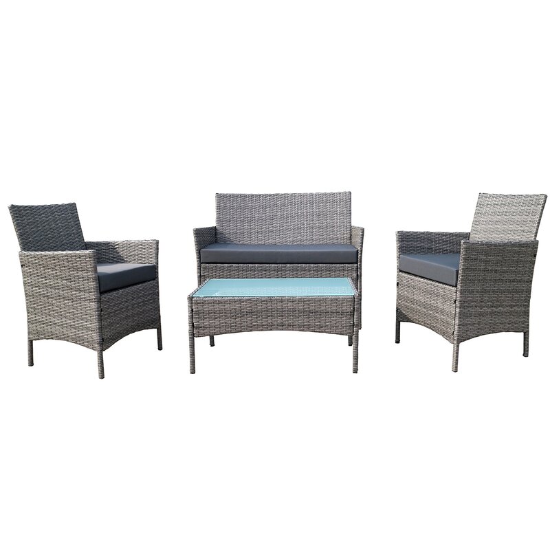 Belleze 4 Piece Sofa Set with Cushions & Reviews | Wayfair