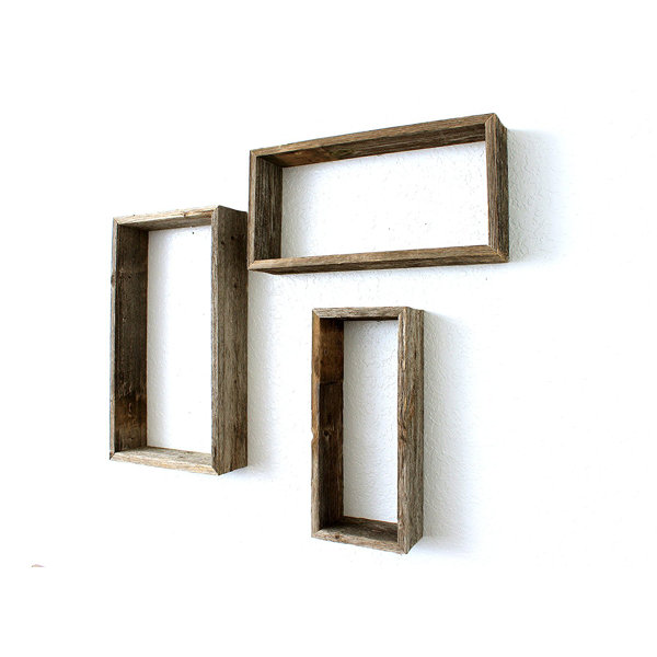 Barnwoodusa 100 Reclaimed Wood Rustic Open Rectangle 3 Piece Barnwoodusa 100 Reclaimed Wood Rustic Open Rectangle 3 Piece Floating Shelf Set Reviews Wayfair