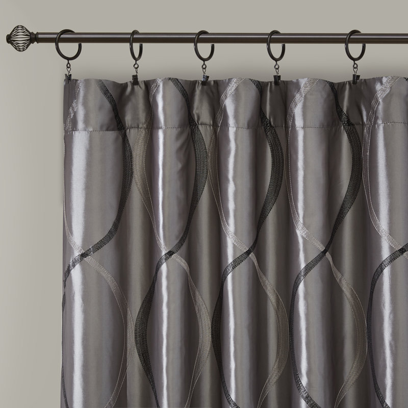 Wrought Studio Rolph Geometric Room Darkening Rod Pocket Single Curtain